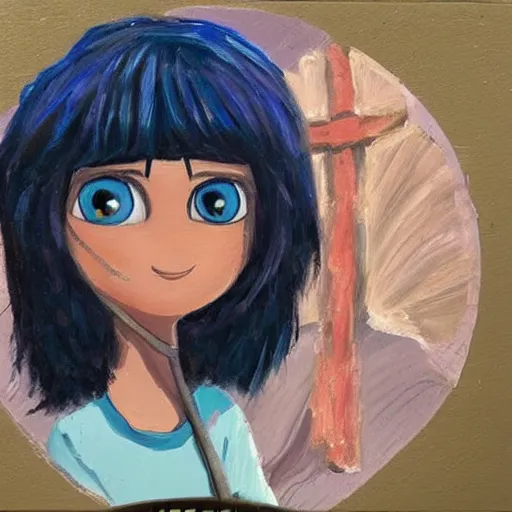 Image similar to a cross between ramona flowers and dora the explorer as a highly detailed oil paiting