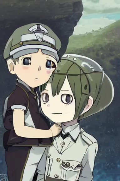 Prompt: beautiful little boy in nazi male uniform posing with an jew. made in abyss art style, sharps focus, cute detailed artwork, anatomically correct, ilya kuvshinov, reflection, perfect composition, wallpaper mobile, digital art, detailed anime soft face, symmetrical face, western comic, illustration, realistic, smooth, lois van baarle, soft details, illumination