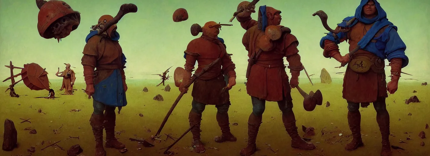 Image similar to full - body portrait surreal colorful clay fighting artstation rpg barbarian character concept art anatomy, action pose, very coherent and colorful high contrast masterpiece by norman rockwell franz sedlacek hieronymus bosch dean ellis simon stalenhag rene magritte gediminas pranckevicius, dark shadows, sunny day, hard lighting, reference sheet white! background