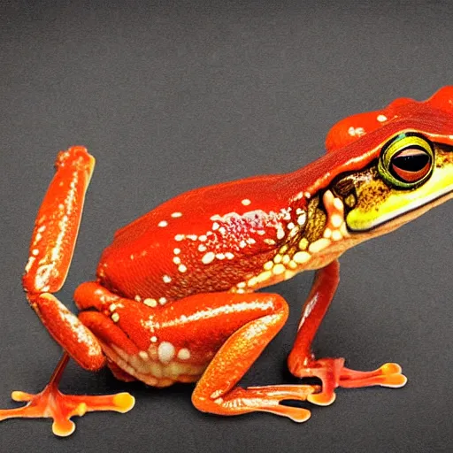 Image similar to a frog with crab legs, digital art