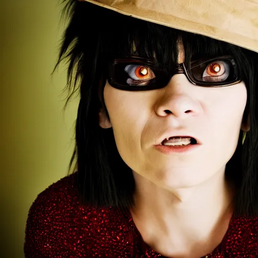 Image similar to Award winning portrait photography of Noodle from gorillaz as a human