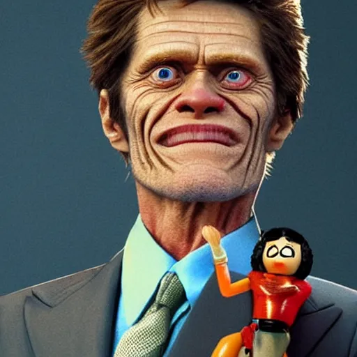 Image similar to willem dafoe on the top of a pez dispencer, detailed