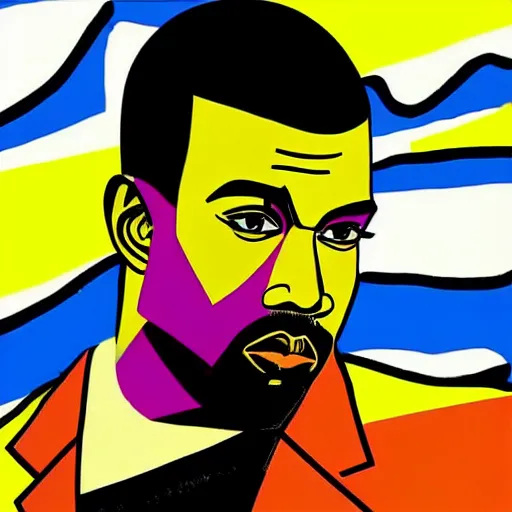 Image similar to sharp Kanye West by Roy Lichtenstein