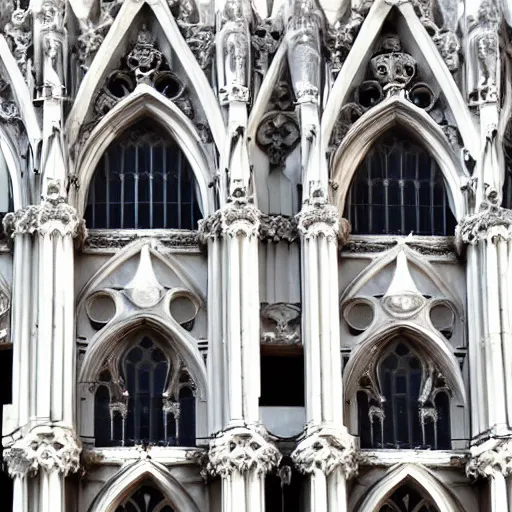 Prompt: architect, white marble gothic cathedral with a alabaster gothic girl dressed in black with perfect face