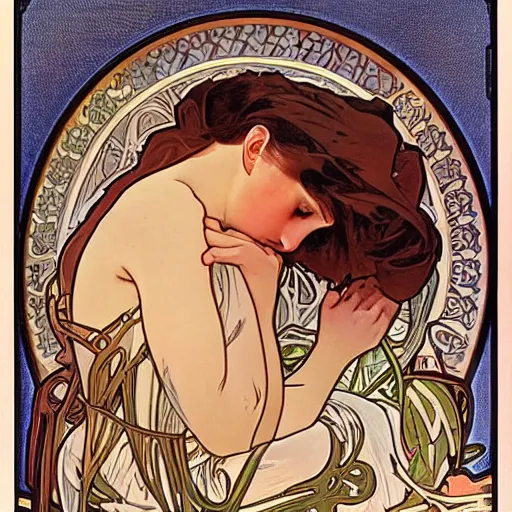 Image similar to art by alphonse mucha