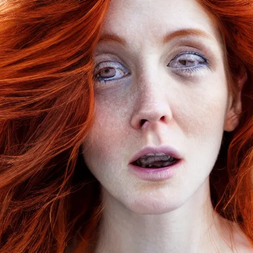 Prompt: portrait of ginger hair woman detailed face, detailed 8 k