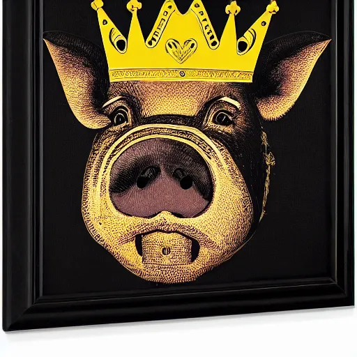 Image similar to Sideview Portrait of pig wearing a gold crown on it's head Shepard Fairey