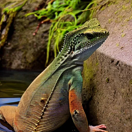 Image similar to lizard human sitting in water, photograph captured at oregon hotsprings