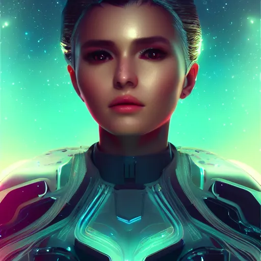 Image similar to beautiful girl galaxy background, portrait character concept style trending on artstation concept art detailed octane render cinematic photo - realistic 8 k high detailed