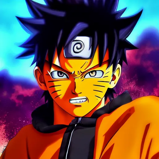 Prompt: Naruto Uzumaki as Son Goku, dramatic, hyperdetailed, artstation, photorealism, accurate, octane render, 8k,