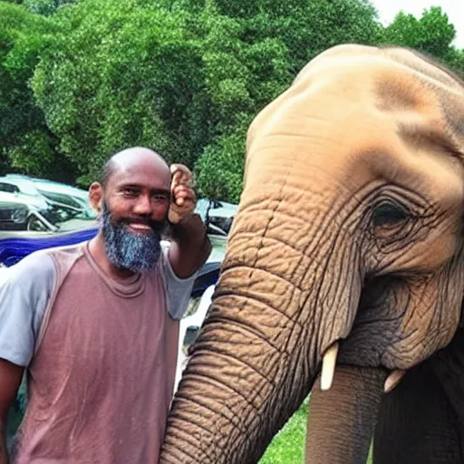 Image similar to huge elephant tusks growing out of mans mouth