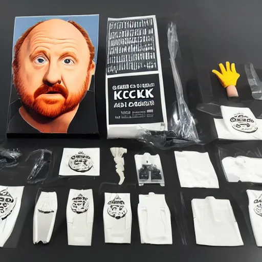 Image similar to louis ck action figure original packaging with accessories