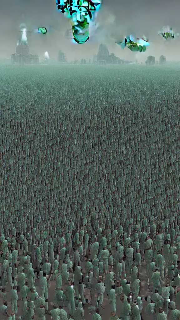 Image similar to army of Obama clones the size of the Hulk by Beeple, 4K