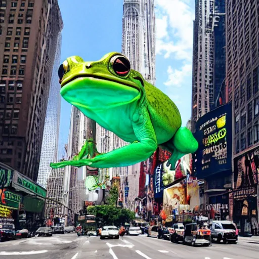 Image similar to giant frog attacking new york city