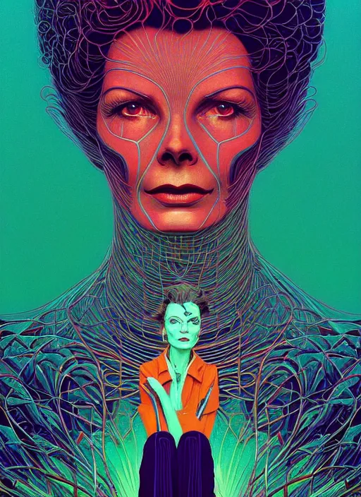 Prompt: symmetry!! stunning portrait of katherine hepburn!! by victo ngai, kilian eng vibrant colours, dynamic lighting, digital art, winning award masterpiece, fantastically beautiful, illustration, aesthetically inspired by beksinski and dan mumford, trending on artstation, art by greg rutkowski, 8 k