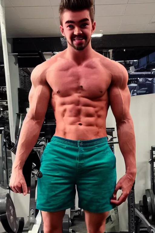 Image similar to 📷 Sean McLoughlan, Youtuber Jacksepticeye is a jacked muscle builder gigachad