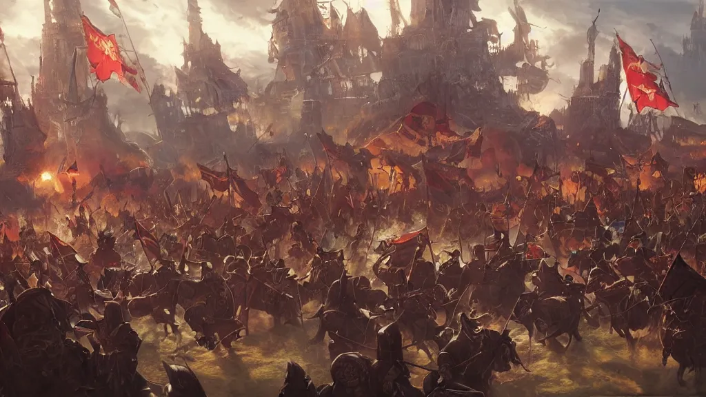 Prompt: mcdonalds when william the conqueror and his army arrive, painting by yuumei, bayard wu, wlop, tim white, ross tran, 4 k