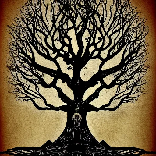 Prompt: Tree of Death, digital art