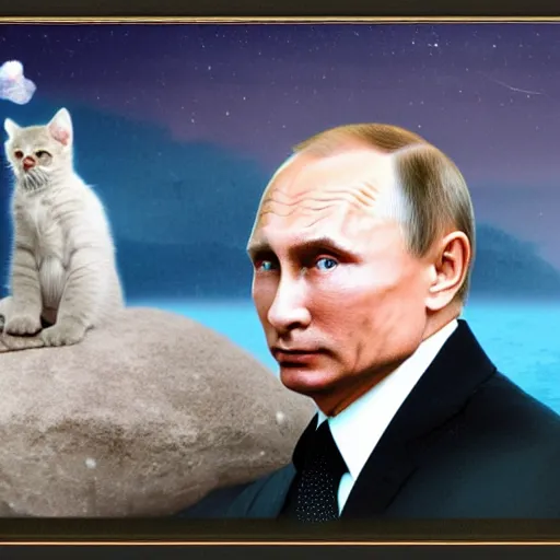 Prompt: vladimir putin. kitten ears. anime matte painting