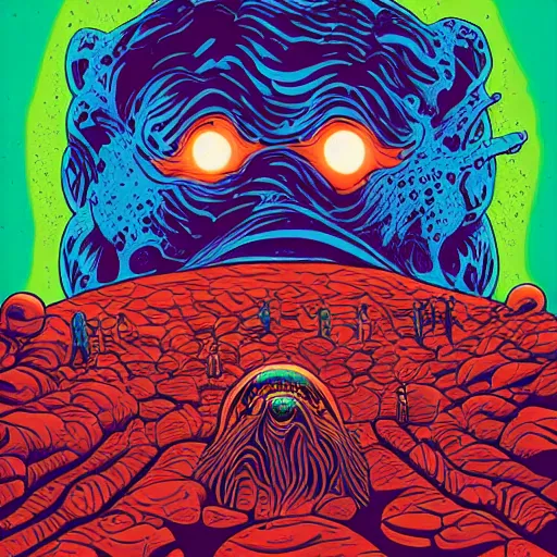 Image similar to portrait of head melting into another one, lava, laugh and surprise, by Dan Mumford