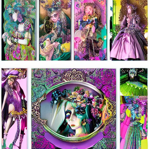 Prompt: maximalist pastel goth baroque decora jester themed colorful cmyk royalty ornamental maximalism early computer graphics frames for sale, artistic creativity