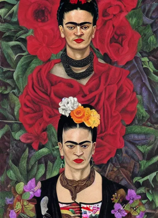 Image similar to frida kahlo as a six shooter cowboy