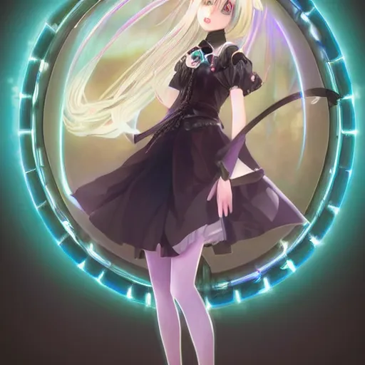 Prompt: clear portrait of anime girl violet evergarden cosplay hatsune miku, black background, light effect, anime style hyper detailed, illustration, bloody, intricate, elegant, digital painting, artstation, smooth, sharp focus, art by artgerm and greg rutkowski and alphonse mucha.