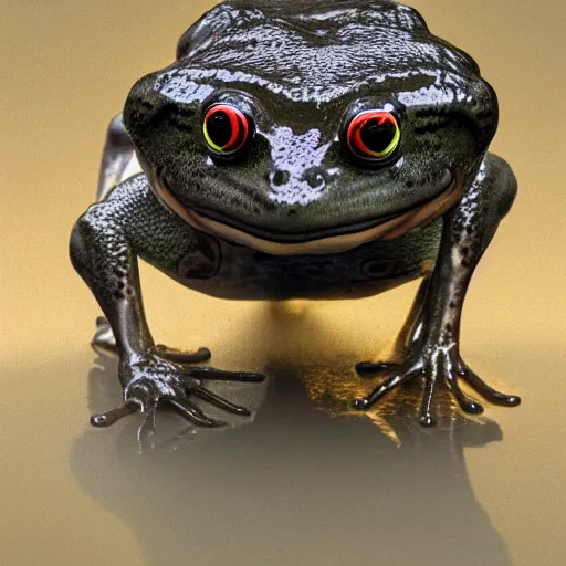 Image similar to hyperrealistic mixed media image of a frog whose head resembles alex jones, stunning 3 d render inspired art by greg rutkowski and xiang duan and thomas eakes, perfect symmetry, flesh texture, realistic, highly detailed attributes and atmosphere, dim volumetric cinematic lighting, 8 k octane detailed render, post - processing, masterpiece,