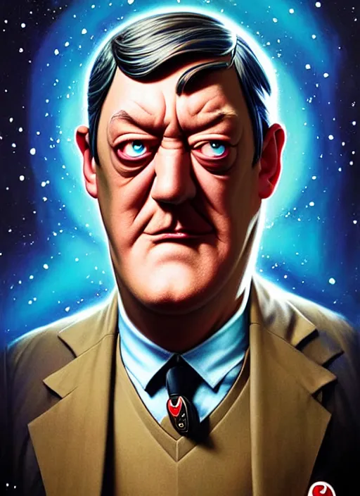 Image similar to lovecraftian portrait of grumpy stephen fry, pixar style, by tristan eaton stanley artgerm and tom bagshaw