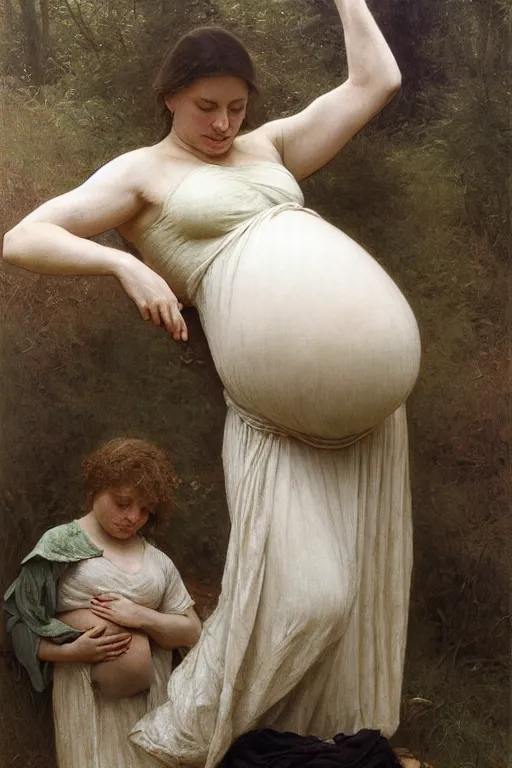 Image similar to pregnant woman on funeral, by Alyssa Monks, Bouguereau