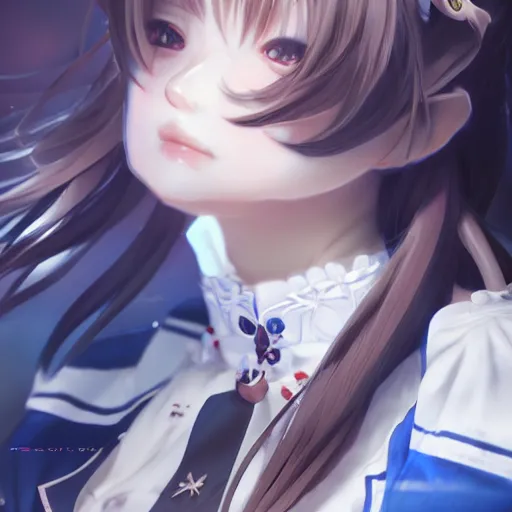 Image similar to realistic beautiful Atago from Azur Lane art drawn full HD 4K highest quality in artstyle by professional artists WLOP, Taejune Kim, yan gisuka, JeonSeok Lee, artgerm, Ross draws, Zeronis, Chengwei Pan on Artstation