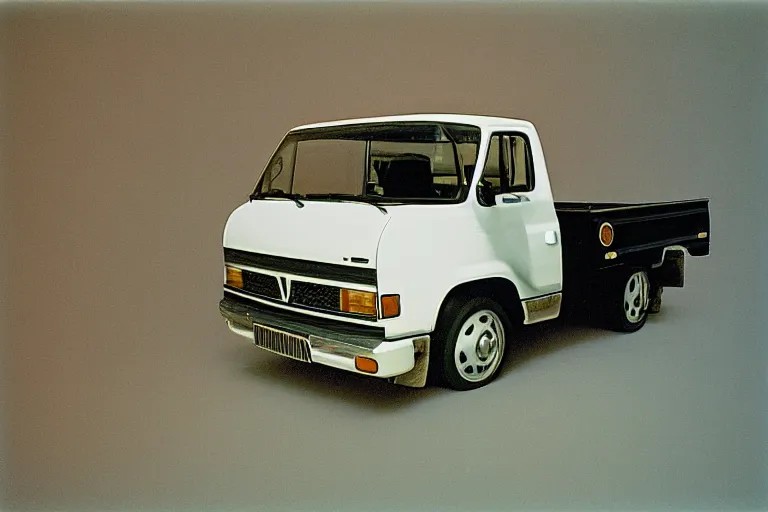 Prompt: studio photograph of a single 1 9 9 8 honda kei truck, ektachrome photograph, volumetric lighting