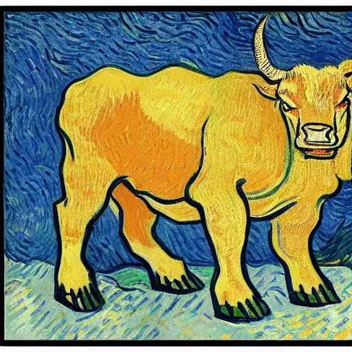 Prompt: wall street bull by van gogh