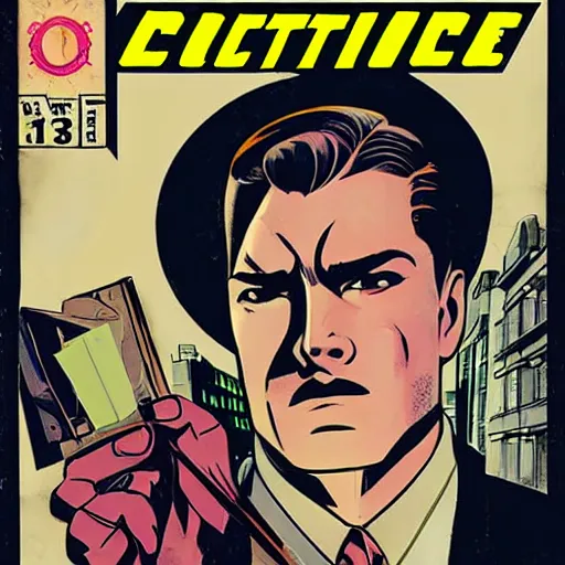 Image similar to Comic book cover depicting a 1930’s Detective in the style of Phil Noto