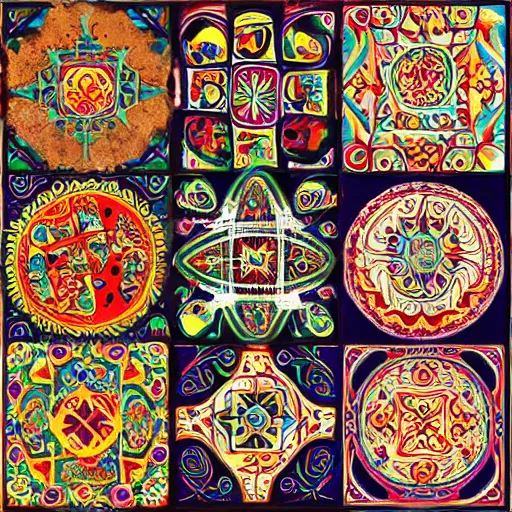 Image similar to abstract painting of slavic ethnic ornaments, digital art, hyper realistic