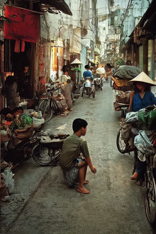 Image similar to poor vietnamese, ultradetailed, volumetric lighting, art by steve mccurry