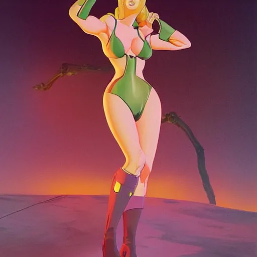 Image similar to kim basinger as holli from the movie cool world, fullbody, early 1 9 9 0's cartoon, ultra high detailed, glowing lights, illustration, greg rutkowski, ralph bakshi, hyperrealistic, dynamic lighting, fantasy art, beautiful face