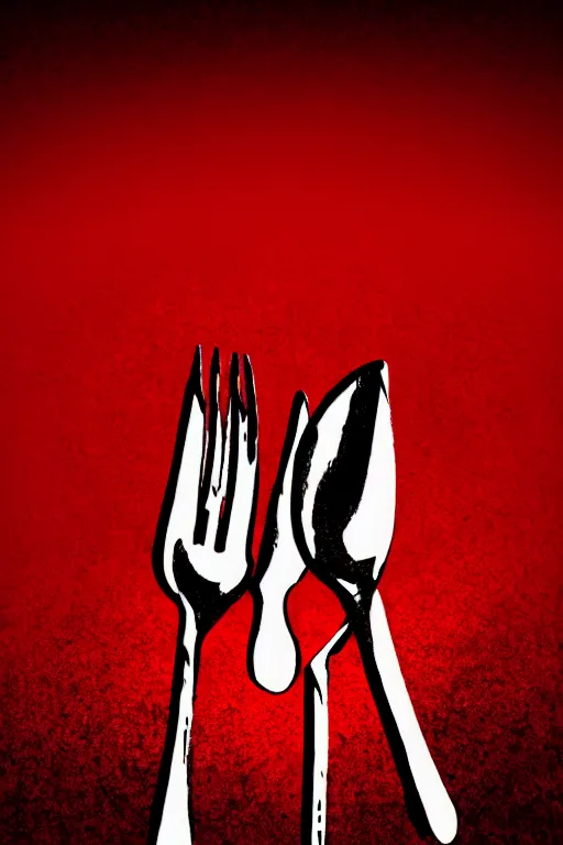 Prompt: fork adventures in the style of bee movie by pixar, crimson - black color scheme, beautiful composition, cinematic lighting, vibrant epic