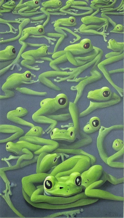 Prompt: frogs by René Magritte, detailed, 4k