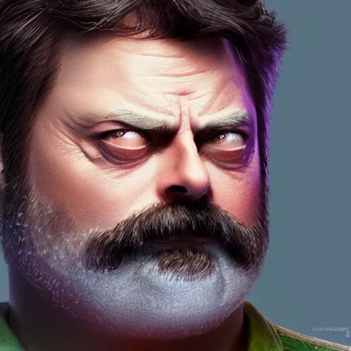 Image similar to nick offerman as omniman, photorealistic still, detailed, 8 k, artstation quality