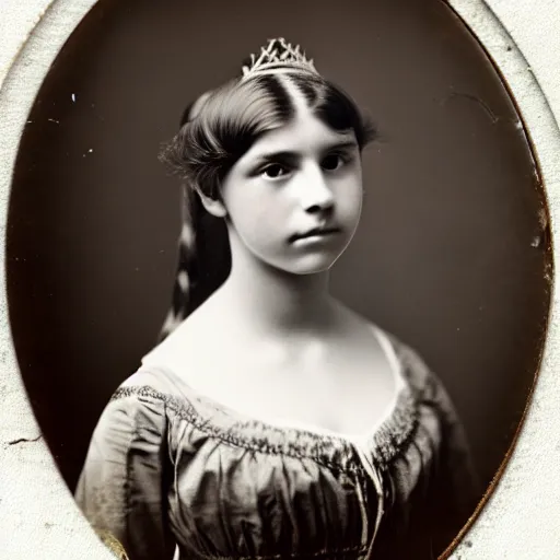 Image similar to clear photography of a beautiful and teenaged princess, circa 1 8 6 1