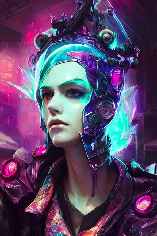 Prompt: morgana from league of legends, cyberpunk futuristic neon. veins and living pipes everywhere, decorated with traditional japanese ornaments by ismail inceoglu dragan bibin hans thoma greg rutkowski alexandros pyromallis nekro rene maritte illustrated, perfect face, fine details, realistic shaded, fine - face, pretty face, masterpiece