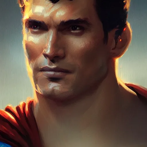 Image similar to portrait of superman by greg rutkowski, highly detailed portrait, digital painting, artstation, concept art, smooth, sharp foccus ilustration, artstation hq