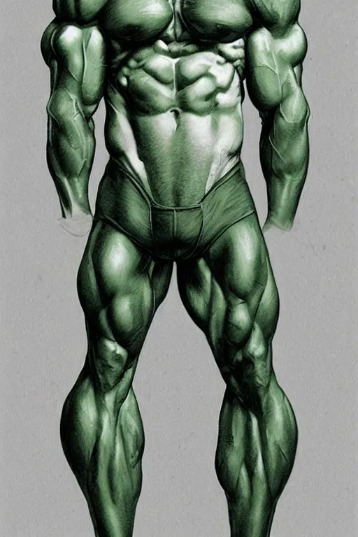 Image similar to muscular luigi wearing a green jumpsuit by ilya kuvshinov, bodybuilder ernest khalimov, super mario bros symmetrical face concept art, hyper realistic, intricate, elegent, highly detailed, digital painting, concept art, smooth, sharp, focus, illustration, art by artgerm and greg rutkowski and alphonse mucha, artstation