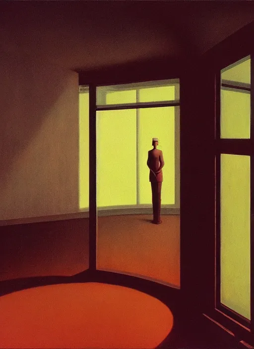 Image similar to inside a time machine, Edward Hopper and James Gilleard, Zdzislaw Beksinski, Mark Ryden, Wolfgang Lettl highly detailed, hints of Yayoi Kasuma