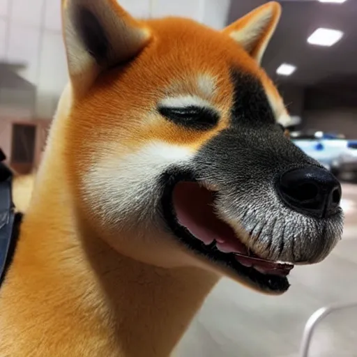 Image similar to a shiba inu in a horse disguise. highly detailed