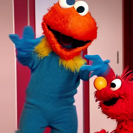 Image similar to elmo has a psychotic break