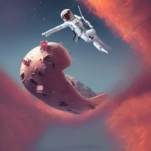 Image similar to minimalistic, hyperrealistic surrealism, award winning masterpiece with incredible details, epic stunning, an astronaut exploring an alternative reality where everything is upside down, highly detailed, trending on ArtStation, artgerm, wlop, Andrei Riabovitchev, Marc Simonetti, yoshitaka Amano, daily deviation, IAMAG