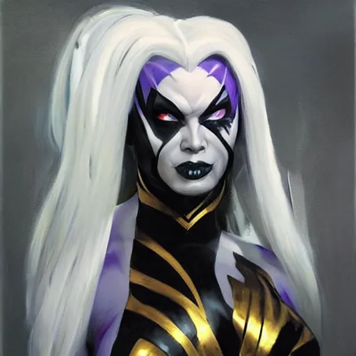 Image similar to greg manchess portrait painting of sindel from mortal kombat as overwatch character, medium shot, asymmetrical, profile picture, organic painting, sunny day, matte painting, bold shapes, hard edges, street art, trending on artstation, by huang guangjian and gil elvgren and frank frazetta