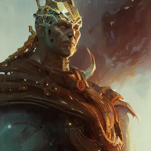 Image similar to mechanical king of multiverse, portrait, elden ring, by greg rutkowski